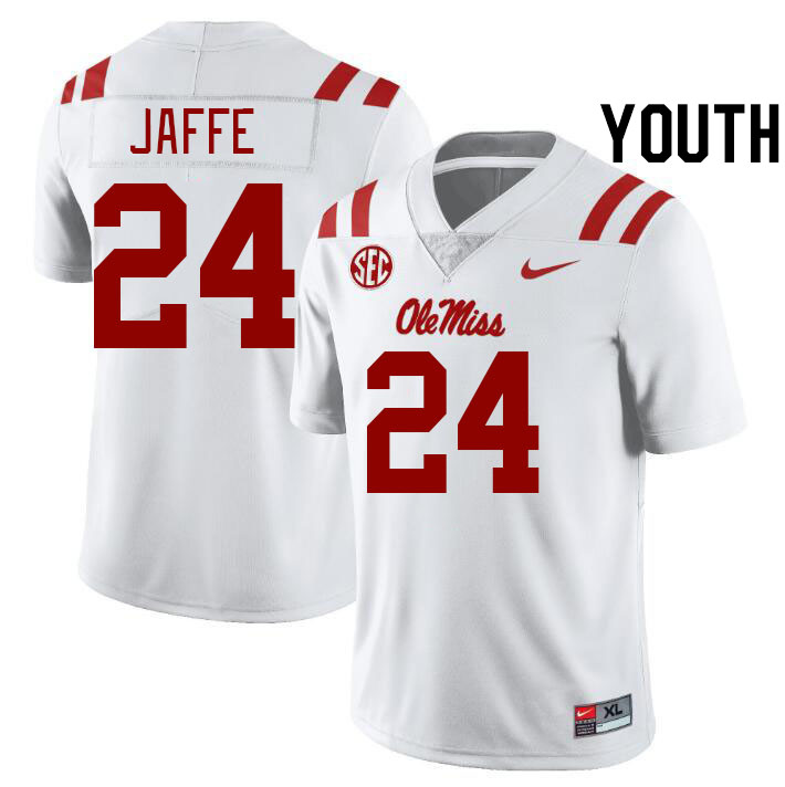 Youth #24 Andy Jaffe Ole Miss Rebels College Football Jerseys Stitched-White